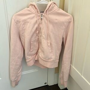 brandy melville pink cropped zip up